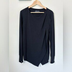 Betabrand Long Sleeve Asymmetrical faux Wrap Top Black Size XL